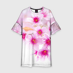Платье клеш для девочки Цвет сакуры, цвет: 3D-принт