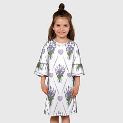 Платье клеш для девочки Лавандовые сердца, цвет: 3D-принт — фото 2