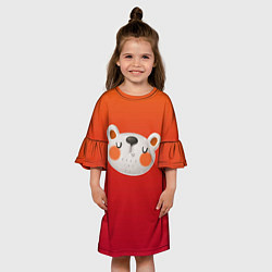 Платье клеш для девочки Мордочка мишки, цвет: 3D-принт — фото 2