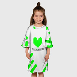 Платье клеш для девочки Undertale сердце зелёное, цвет: 3D-принт — фото 2