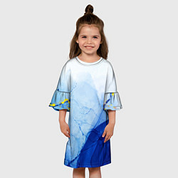 Платье клеш для девочки Watercolor texture with gold, цвет: 3D-принт — фото 2