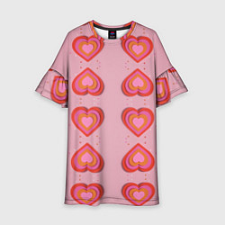 Платье клеш для девочки Сердечки перевернутые, цвет: 3D-принт