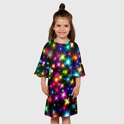 Платье клеш для девочки ЦВЕТНЫЕ ЗВЕЗДЫ COLORED STARS, цвет: 3D-принт — фото 2