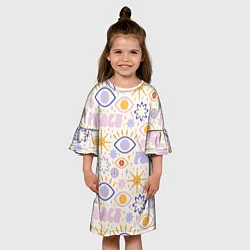 Платье клеш для девочки ХИППИ ПАТТЕРН В СТИЛЕ 70х, цвет: 3D-принт — фото 2