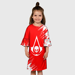 Платье клеш для девочки Assassins creed череп красные брызги, цвет: 3D-принт — фото 2