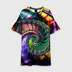 Платье клеш для девочки Красочная фрактальная спираль Colorful fractal spi, цвет: 3D-принт
