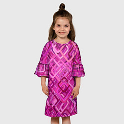 Платье клеш для девочки КВАДРАТНЫЕ КОЛЬЦА, цвет: 3D-принт — фото 2