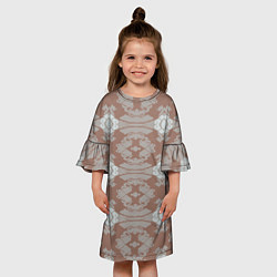 Платье клеш для девочки Геометрическая графика Узор коричневого и серого ц, цвет: 3D-принт — фото 2