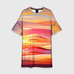 Платье клеш для девочки Закатное солнце, цвет: 3D-принт