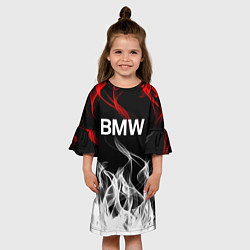 Платье клеш для девочки Bmw надпись, цвет: 3D-принт — фото 2