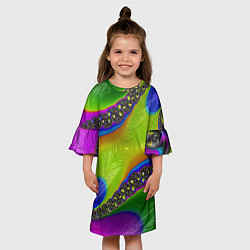 Платье клеш для девочки Кислотный фрактал Абстракция, цвет: 3D-принт — фото 2