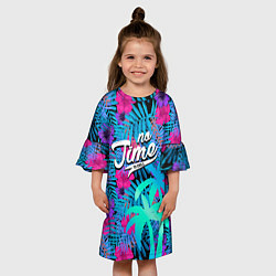 Платье клеш для девочки No Time To Chill Тропический узор, цвет: 3D-принт — фото 2