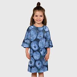 Платье клеш для девочки Голубика - фон, цвет: 3D-принт — фото 2