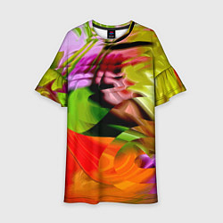 Платье клеш для девочки Разноцветная абстрактная композиция Лето Multi-col, цвет: 3D-принт