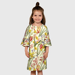 Платье клеш для девочки Цветы Весенние Тюльпаны, цвет: 3D-принт — фото 2