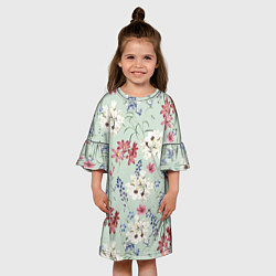 Платье клеш для девочки Цветы Зефирантес и Магнолии, цвет: 3D-принт — фото 2