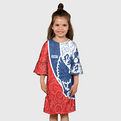 Платье клеш для девочки ГЕРБ РОССИИ С УЗОРАМИ, цвет: 3D-принт — фото 2