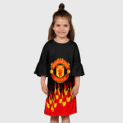 Платье клеш для девочки Манчестер юнайтед огонь, цвет: 3D-принт — фото 2