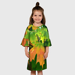 Платье клеш для девочки Кленовый-лист, цвет: 3D-принт — фото 2