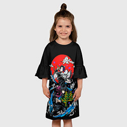 Платье клеш для девочки Шинобу Кочо Гию Томиока КЛИНОК РАССЕКАЮЩИЙ ДЕМОНОВ, цвет: 3D-принт — фото 2