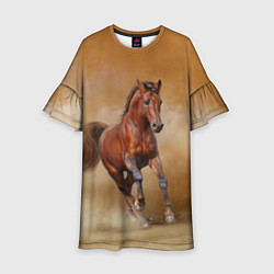Платье клеш для девочки BAY HORSE гнедой конь, цвет: 3D-принт