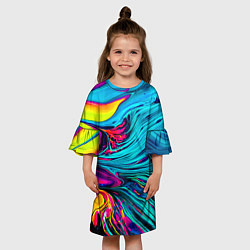 Платье клеш для девочки Paint Wave, цвет: 3D-принт — фото 2