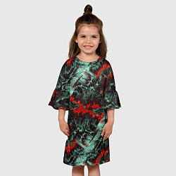 Платье клеш для девочки Красно-Белая Вулканическая Лава, цвет: 3D-принт — фото 2