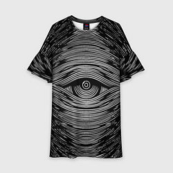 Платье клеш для девочки Око и магнитные волны, цвет: 3D-принт