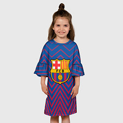 Платье клеш для девочки FC BARCELONA зигзаги, цвет: 3D-принт — фото 2