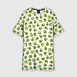 Платье клеш для девочки Смешное авокадо на белом фоне, цвет: 3D-принт