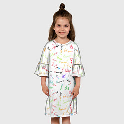 Платье клеш для девочки Слова поддержки, цвет: 3D-принт — фото 2