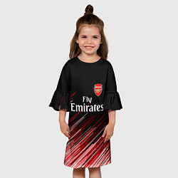Платье клеш для девочки Arsenal полосы, цвет: 3D-принт — фото 2