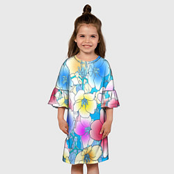 Платье клеш для девочки Летний цветочный паттерн Fashion trend 2025, цвет: 3D-принт — фото 2