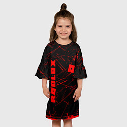 Платье клеш для девочки ROBLOX красный логотип, цвет: 3D-принт — фото 2