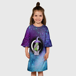 Платье клеш для девочки Сова-колдунья с зельем на фоне ночного неба, цвет: 3D-принт — фото 2