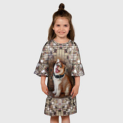 Платье клеш для девочки DIGITAL ART ДЕВУШКА СОБАКА ПРЯМОУГОЛЬНИКИ, цвет: 3D-принт — фото 2