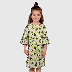Платье клеш для девочки Авокадо, текстильный паттерн, цвет: 3D-принт — фото 2