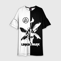 Платье клеш для девочки Linkin Park логотип черно-белый, цвет: 3D-принт