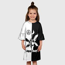 Платье клеш для девочки Linkin Park логотип черно-белый, цвет: 3D-принт — фото 2