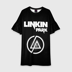 Платье клеш для девочки Linkin Park логотип и надпись, цвет: 3D-принт