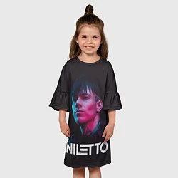 Платье клеш для девочки Нилетто - портрет, цвет: 3D-принт — фото 2