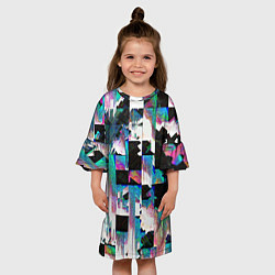 Платье клеш для девочки Glitch Abstract squares Глитч Абстрактные квадраты, цвет: 3D-принт — фото 2
