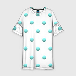 Платье клеш для девочки Редкий бирюзовый горох 3д, цвет: 3D-принт