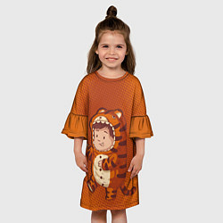 Платье клеш для девочки Милый тигренок-ребенок, цвет: 3D-принт — фото 2