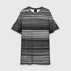 Платье клеш для девочки Black and white thin stripes Тонкие полосы, цвет: 3D-принт
