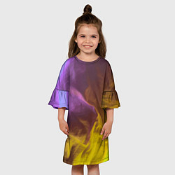 Платье клеш для девочки Неоновые фонари на шёлковой поверхности - Фиолетов, цвет: 3D-принт — фото 2
