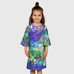 Платье клеш для девочки Красочный авангардный глитч Экспрессия, цвет: 3D-принт — фото 2