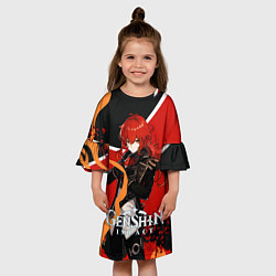 Платье клеш для девочки Дилюк-красноволосый холостяк, цвет: 3D-принт — фото 2