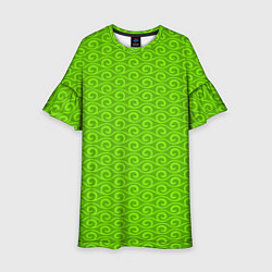 Платье клеш для девочки Зеленые волнистые узоры, цвет: 3D-принт