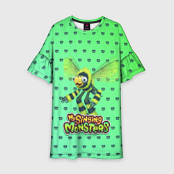 Платье клеш для девочки My singing Monsters - Жужук, цвет: 3D-принт
